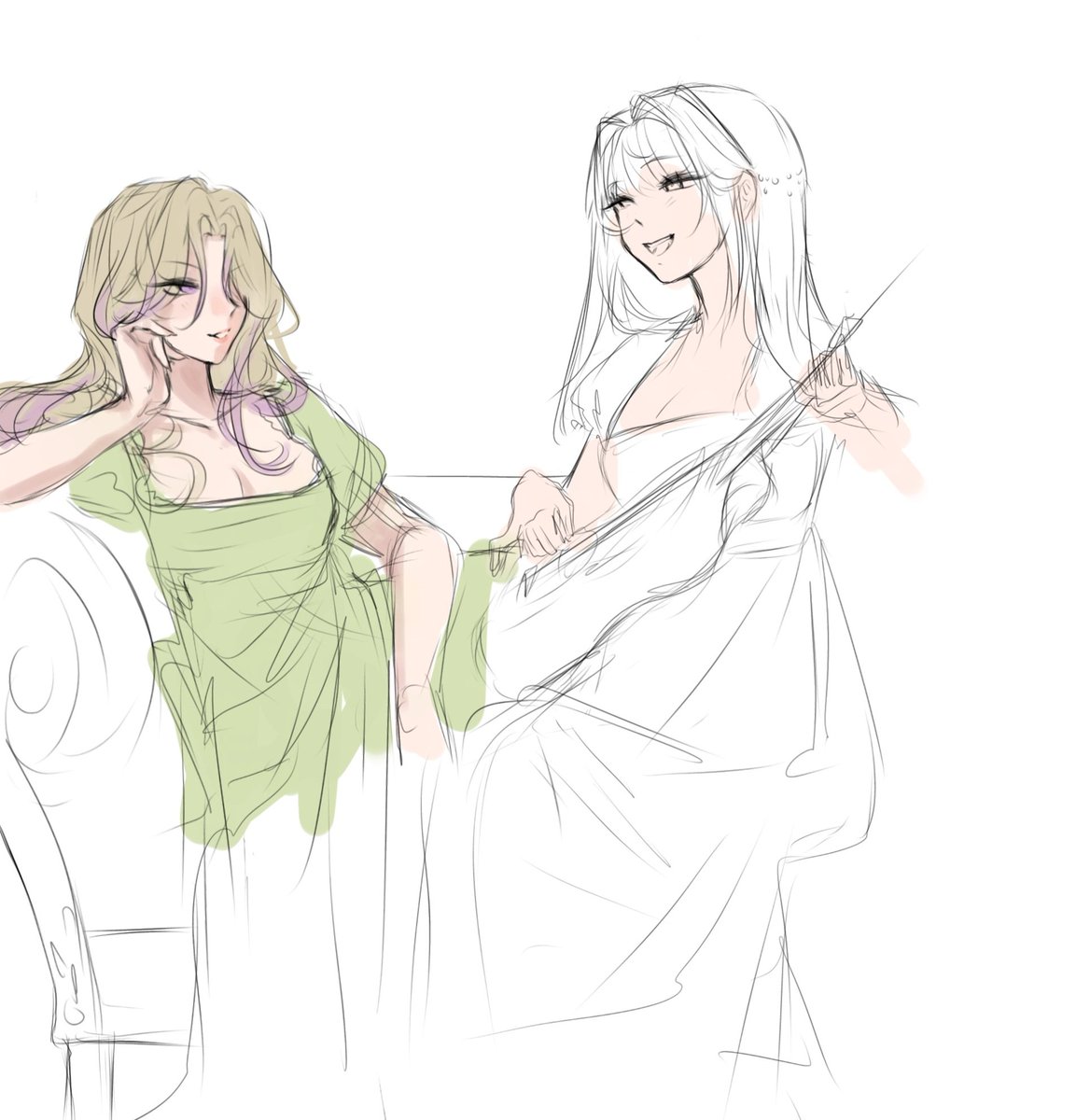 whitx_u's tweet photo. Of course I had to draw my favs in dresses yesyes 🌷
the third drawing I might finish it... or maybe not bc im lazy
#twst https://t.co/x0rHODLynh