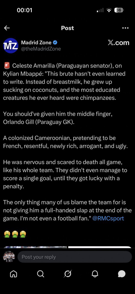 JudePatrck's tweet photo. @theMadridZone Before she gaslight you. Please read what she said to someone just because of game of football. 
Clearly she can't fathom why the white supremacy in her head doesn't work on pitch. https://t.co/Dr2Q2Ntlxf