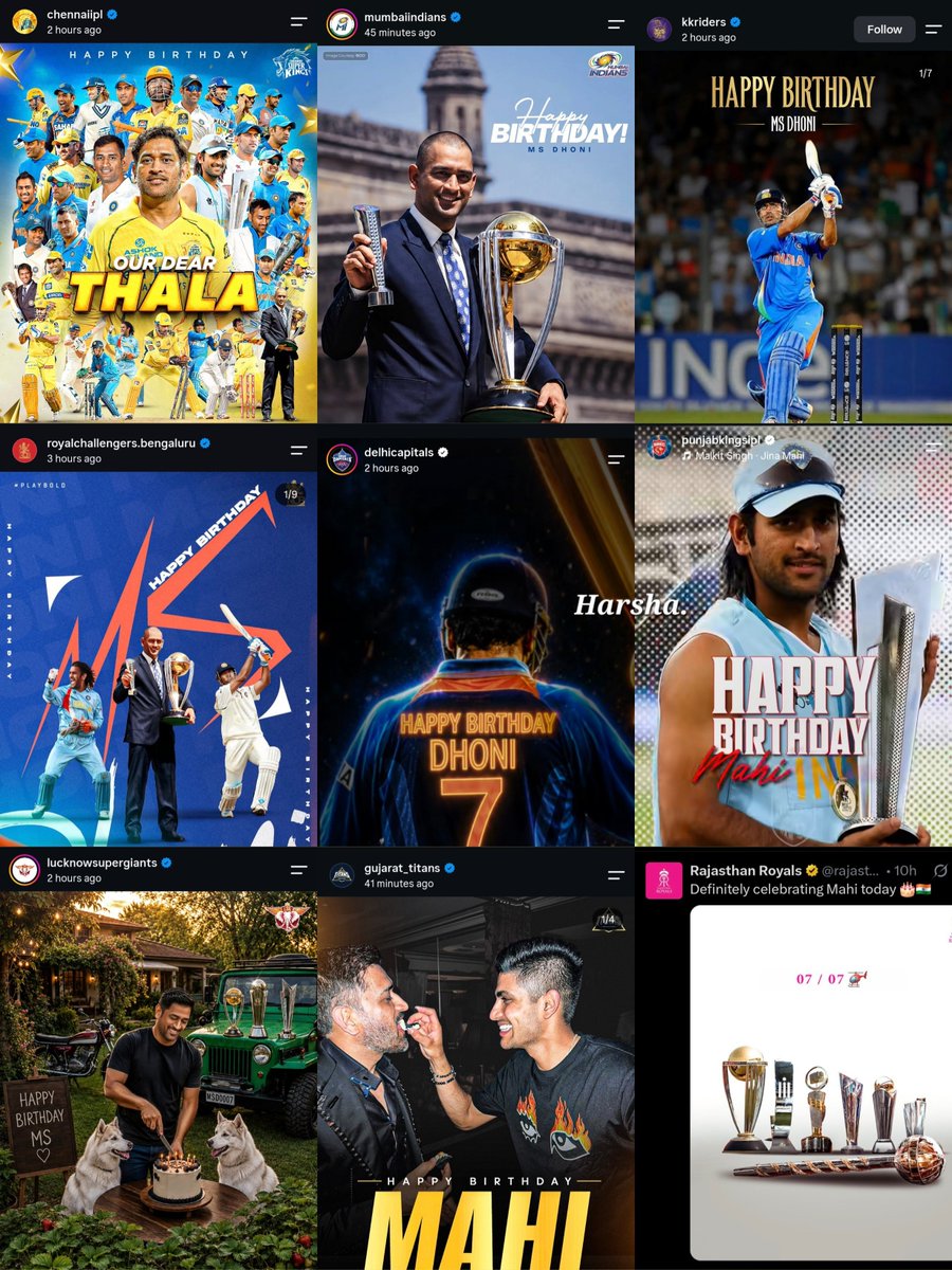 TrendsDhoni's tweet photo. All IPL franchises wished our beloved THALA @msdhoni 🐐❤️

#HappyBirthdayDhoni https://t.co/zY30wuLPUt