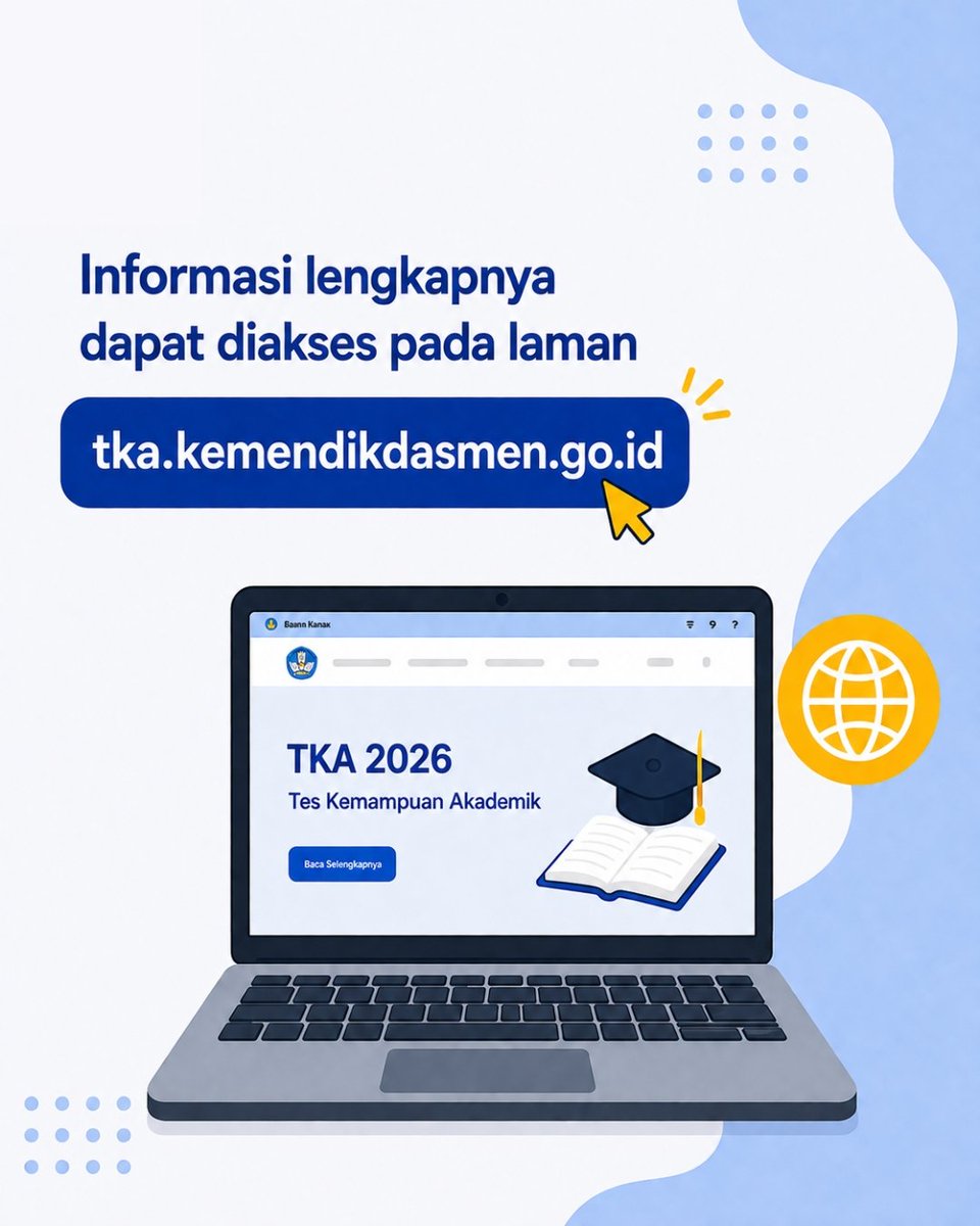 educology_id's tweet photo. Sahabat Edu, ada kabar terbaru dari Kemendikdasmen 📝  
Pendaftaran TKA SMA/MA/SMK/Sederajat 2026 resmi dimajukan!! 

Dengan adanya penyesuaian ini, waktu pendaftaran jadi lebih panjang, nih. 🤩
Jadi kamu punya waktu lebih lama buat persiapannya 💪
  
#TKA2026 #InfoPendidikan https://t.co/hUXnfRviWa