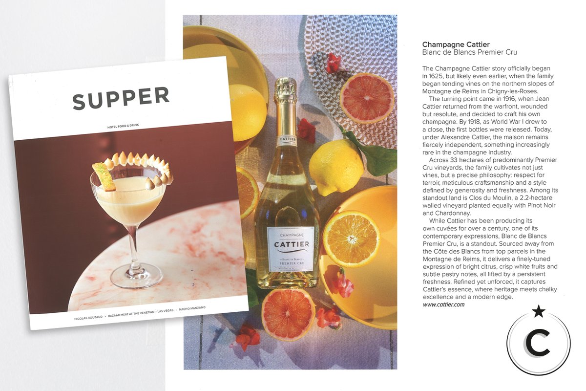ChampagnCattier's tweet photo. Our Champagne Cattier Blanc de Blancs Premier Cru is featured in the latest issue of SUPPER Magazine. A big thank you to the editorial team for this wonderful spotlight.
#champagnecattier #cattier #premiercru #ledevoirdexcellence https://t.co/ACuz9SM9gQ
