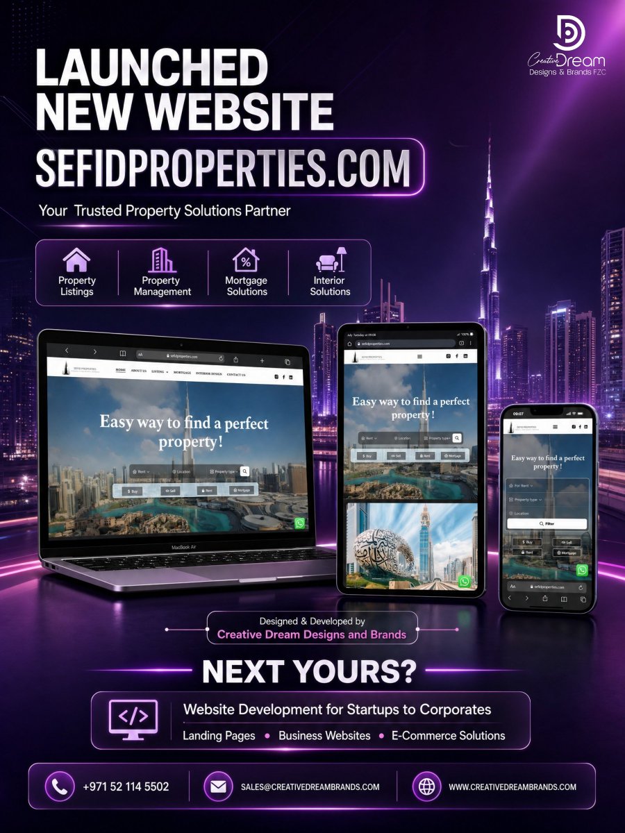 CreativeDream24's tweet photo. 🚀 We've successfully launched https://t.co/TH15pu8TX4
A modern, responsive real estate website built by Creative Dream Designs &amp; Brands FZC.

Ready to launch your business website? Let's build it.
🌐 https://t.co/s5ApR8fgVl
📧 sales@creativedreambrands.com
#WebsiteLaunch https://t.co/ez0Th23aoY
