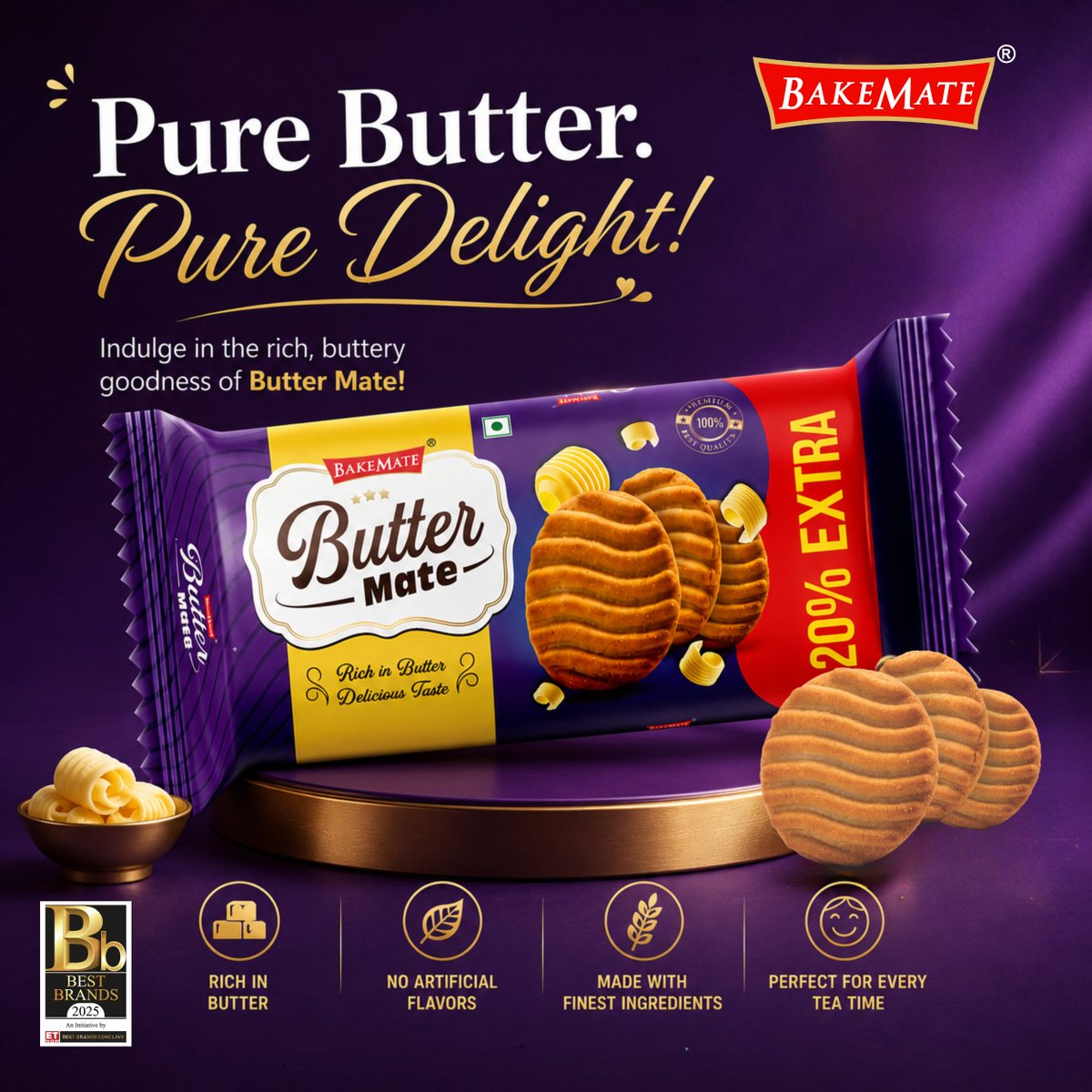 bakemateglobal's tweet photo. A Buttery Delight in Every Bite! @bakemateglobal 

For More Details: https://t.co/k15ukbzeNG
E-mail: enquiry@bakemate.in
Contacts: 7060002542

#BakeMate #ButterMate #EveryBiteMatters #CrispyCookies #SweetMoments #TasteTheJoy #trendingnow #usa https://t.co/eyebbwMbqE