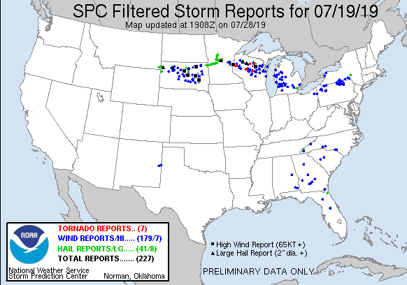 weather_history's tweet photo. July 19-20, 2019:

A powerful derecho tracked from Minnesota to lower Michigan. The line packed wind gusts over 100 mph and spawned seven weak tornadoes. Several counties in northern Wisconsin were hit hard by macrobursts that produced substantial treefall.

#wxhistory https://t.co/AfvXrM9m8z