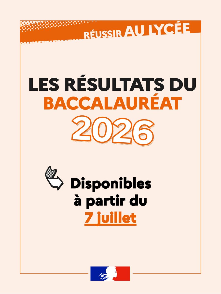 education_gouv's tweet photo. Les résultats du baccalauréat général, technologique et professionnel seront publiés aujourd'hui mardi 7 juillet 🎓
Retrouvez les horaires de publication de votre académie sur https://t.co/bGIkvWeNj9 ⏲
Les épreuves de rattrapage débuteront après que les élèves ont récupéré leur relevé de notes du premier groupe et leur convocation aux épreuves de rattrapage.
👉 En savoir plus sur https://t.co/HzWrVaSXgY