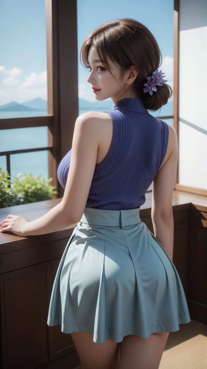 SoraI27288's tweet photo. 深みのあるパープルのニットに、淡いセージグリーンのスカートを合わせてみました。#hairarrange #updo #floweraccessories #purplemood #beautycare #adultstyle https://t.co/yXqA1GYiyW