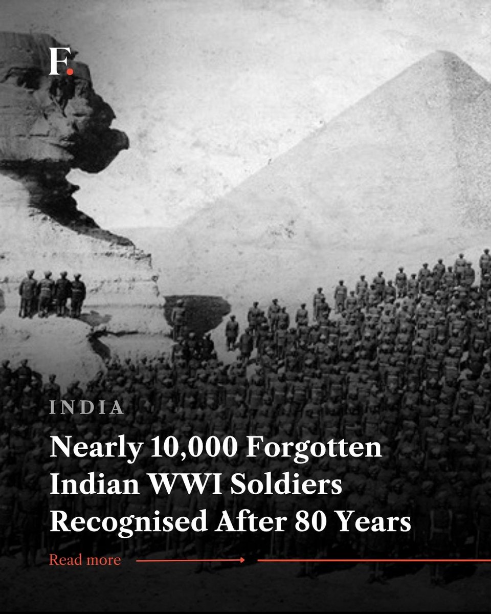 firstpost's tweet photo. Nearly 10,000 Indian soldiers who served and died during the First World War have been officially recognised for the first time in what is being described as the biggest update to Commonwealth war casualty records in more than 80 years https://t.co/EdZCvrPsp3