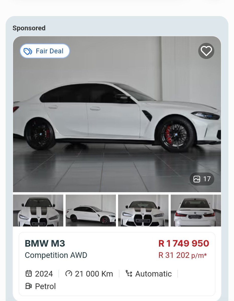 Rabasadi217's tweet photo. @BoitumeloCaleb Guys this price is ridiculous, just savw up some more and get an m3 https://t.co/R3QVpmpinj