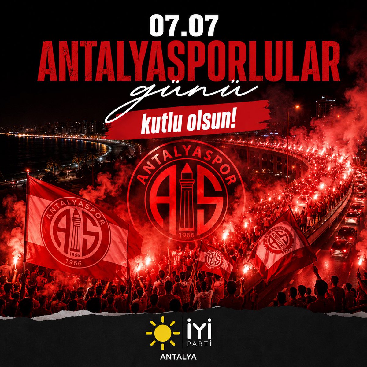antiyiparti07's tweet photo. Bu şehrin sevdası, tribünlerde atılan her tezahüratta, yakılan her meşalede yaşamaya devam ediyor.

Antalya’nın ortak değeri Antalyaspor’umuzun peşinden gönülden yürüyen tüm taraftarlarımızın 07.07 Antalyasporlular Günü kutlu olsun.

Her zaman, her yerde… En büyük Akrep! https://t.co/mqhy1TtHT4