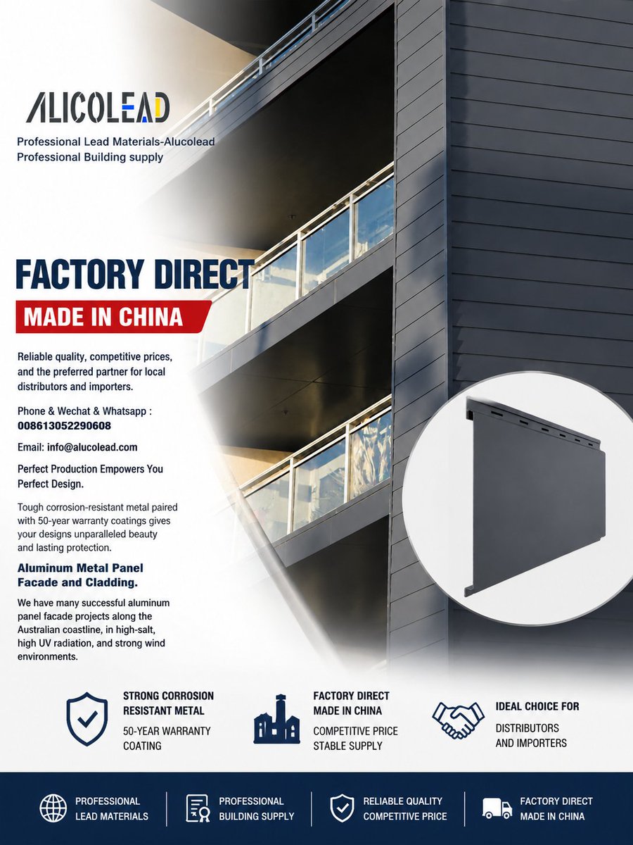 Metal_facade's tweet photo. Your Vision. Our Precision. One Panel at a Time.

📧 Email: info@alucolead.com
#RollFormSiding #AluminumWallCladding #InteriorExteriorPanels #WoodGrainAluminum #PVDFCoatedSiding #ArchitecturalMetalPanels #BuildingEnvelopeSolutions https://t.co/4WcEyoHsLY