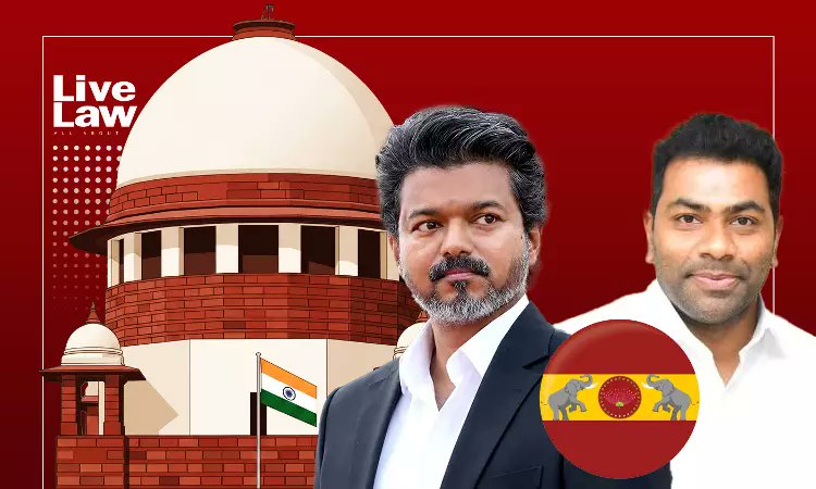 LiveLawIndia's tweet photo. #BREAKING #SupremeCourt refuses to entertain DMK's application seeking to restrain Tamil Nadu CM Vijay and other TVK Ministers from making public comments regarding the Karur stampede case.

DMK withdraws the application as the SC expresses disinclination to entertain it.

DMK given liberty to pursue other remedies as available under the law.

#DMK #TVK