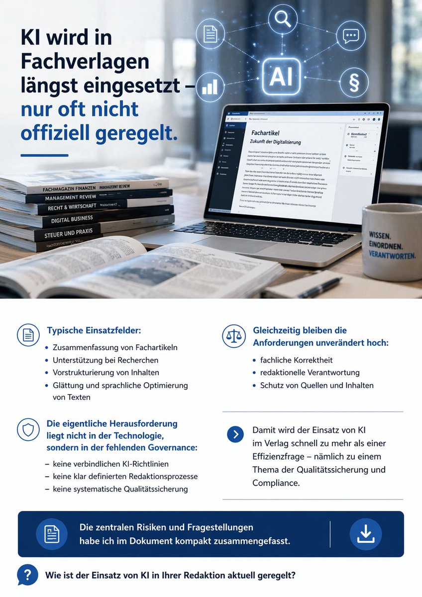 FStreng's tweet photo. KI wird in Ihrem Unternehmen längst eingesetzt –  
nur oft nicht offiziell geregelt, oder ohne Ihr Wissen.

Wir unterstützen Sie gerne. 
fs@intime.marketing; 015562741935

#Fachverlag #Medien #Redaktion #KI #ContentQuality #Compliance #Digitalisierung https://t.co/y6a3tS7WGW