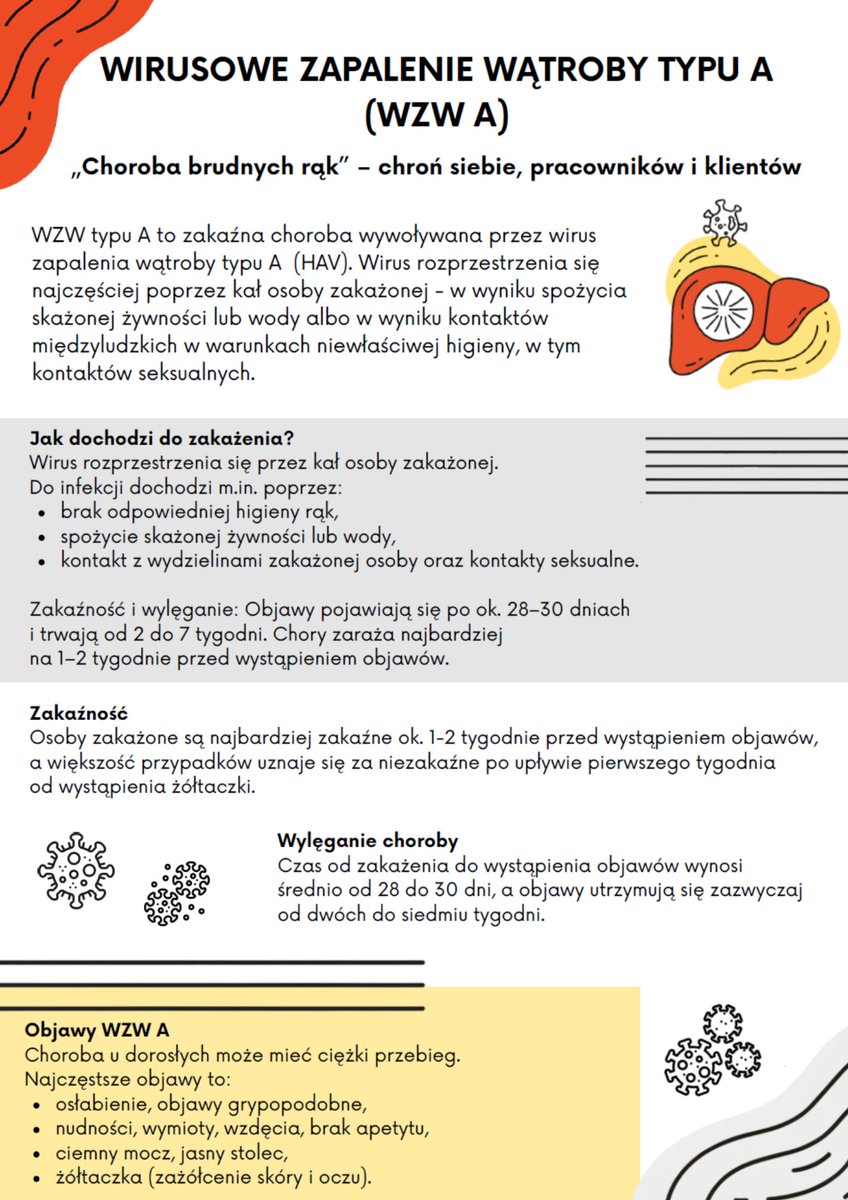 wssewroc's tweet photo. Wirusowe zapalenie wątroby typu A (WZW🅰️), potocznie określane jako „żółtaczka pokarmowa”, to choroba wywoływana przez wirus zapalenia wątroby typu A.
Jak się chronić?
🙌zawsze myj ręce
🚰pij wodę z butelki lub przegotowaną
🍲żywność gotuj dokładnie
💉wykonaj szczepienie ochronne https://t.co/o4zUkRRZcH