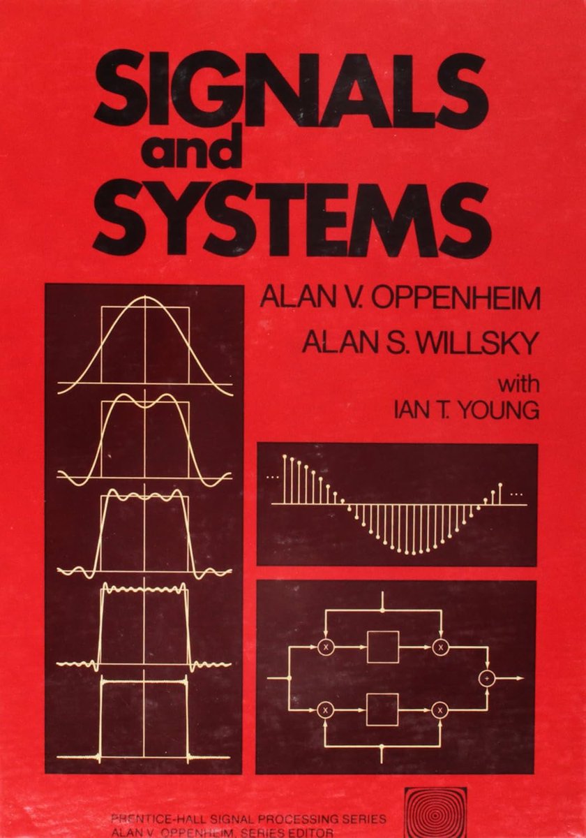 oprydai's tweet photo. almost every engineering system is signal in, signal out.

• audio
• radar
• images
• sensors
• motors
• circuits
• control systems

all of them process information over time.

signals and systems by alan v. oppenheim is one of the books that teaches you how to see that structure.
a signal is not just data.

it is behavior across time, space, or frequency.
a system takes that signal and transforms it.

• filtering noise
• amplifying patterns
• extracting features
• predicting behavior
• controlling response

once you understand convolution, Fourier transforms, sampling, and frequency response,
the world starts looking different.

• sound becomes waves.
• images become frequencies.
• sensors become streams.
• machines become transformations.

engineering becomes the art of shaping signals.