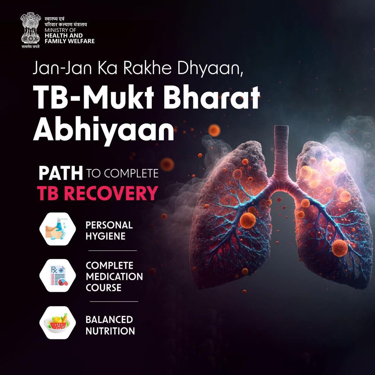 TbBhavnagar's tweet photo. Jan-Jan Ka Rakhe Dhyaan, TB-Mukt Bharat Abhiyaan 🇮🇳

TB can be fully cured with timely treatment, complete medication, proper hygiene, and good nutrition. Stay committed, take the right steps, and help build a TB-free India.

#TBMuktBharat #EndTB https://t.co/Rro2C1UaUd