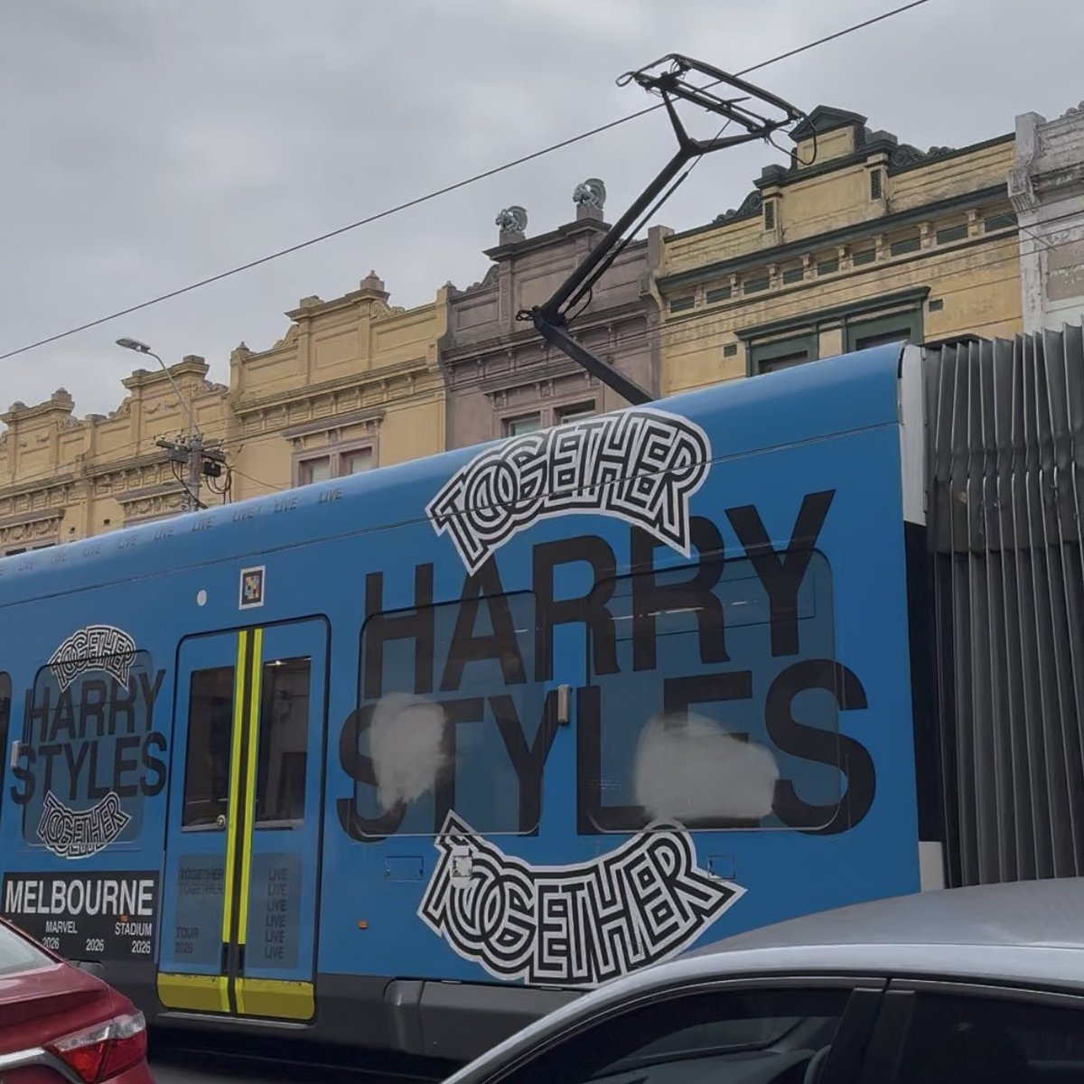 SZN2TASTEBACK's tweet photo. the together together promo tram in melbourne is following me and ruining my life https://t.co/TvhXXyvLpa