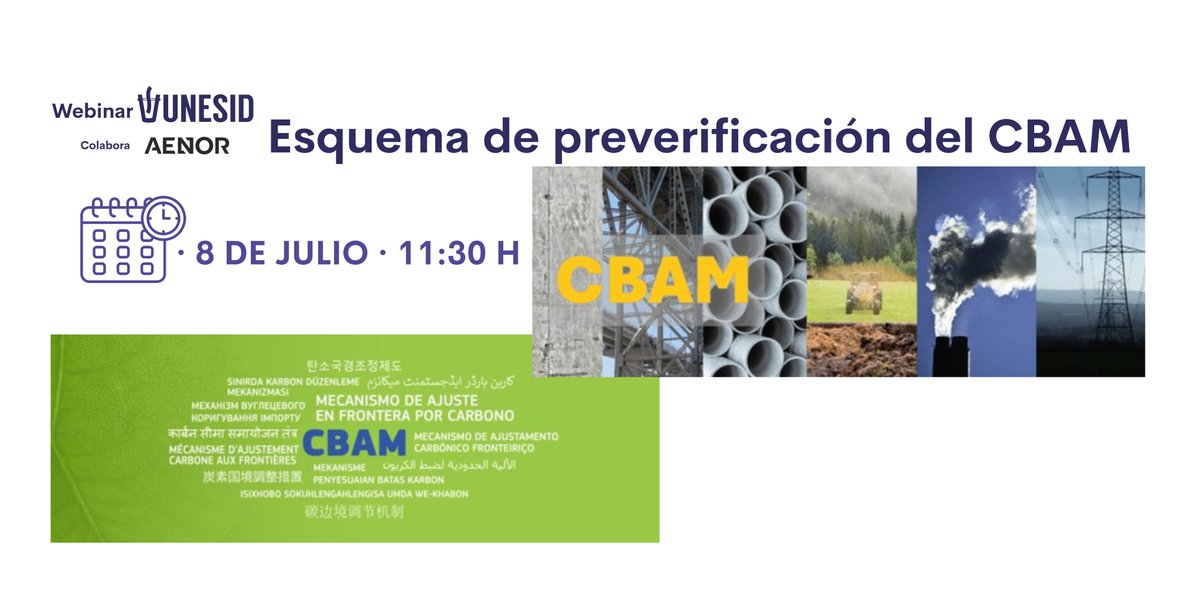 UNESID's tweet photo. 📢 ¡Últimas horas para inscribirse! Mañana, 8 de julio, @UNESID y @AENOR  celebran el webinar sobre el Esquema de preverificación #CBAM, una iniciativa para aportar mayor seguridad en las importaciones de productos siderúrgicos. 

✍️https://t.co/XKOXNpcK3D https://t.co/olY7jTVTQL