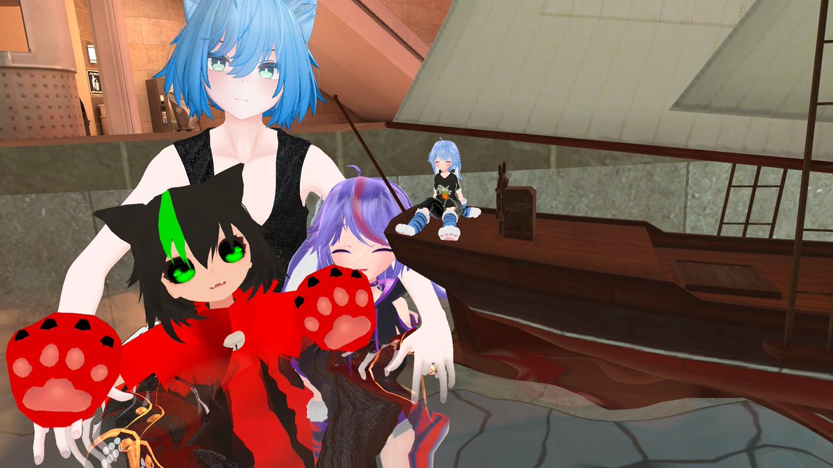 AcceleratorVr's tweet photo. Me my vrchat son the blue bunny and my vrchat brother purple bunny and my friend the cat hoppou https://t.co/JyBXJtb5Na