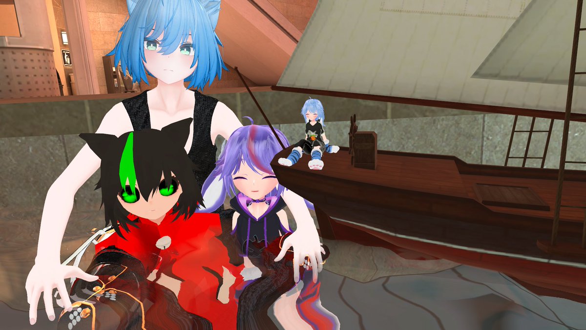 AcceleratorVr's tweet photo. Me my vrchat son the blue bunny and my vrchat brother purple bunny and my friend the cat hoppou https://t.co/JyBXJtb5Na