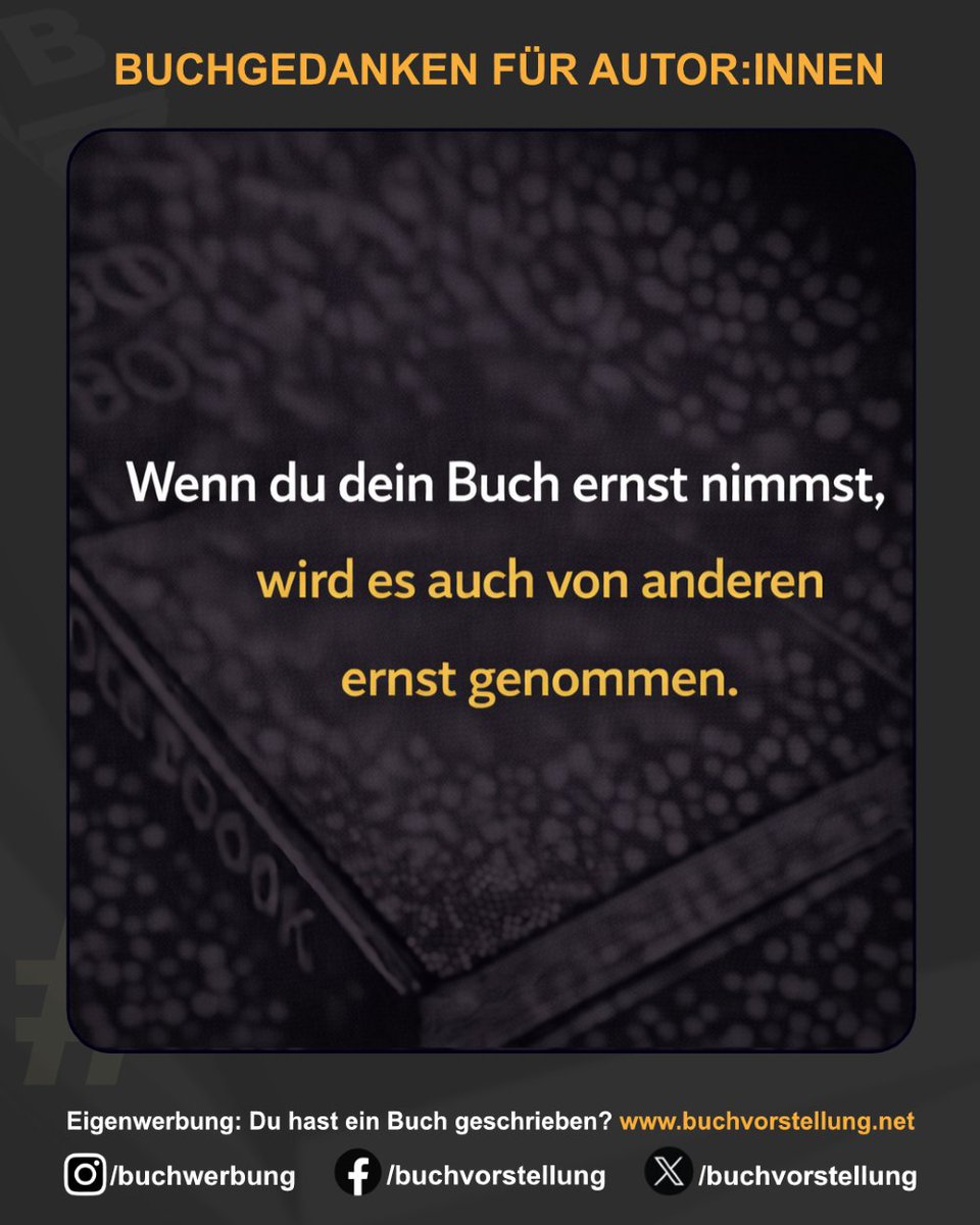 buchvorstellung's tweet photo. Wertschätzung beginnt bei dir. Wie du über dein Buch denkst, entscheidet mit, wie andere es wahrnehmen.
👉 Behandelst du dein Buch schon wie ein echtes Projekt?
#autorenleben #buchschreiben #bookstagramgermany #buchblogger #buchliebe #buchtipp #autor #autorin #selfpublished https://t.co/CO0A1tAZdW