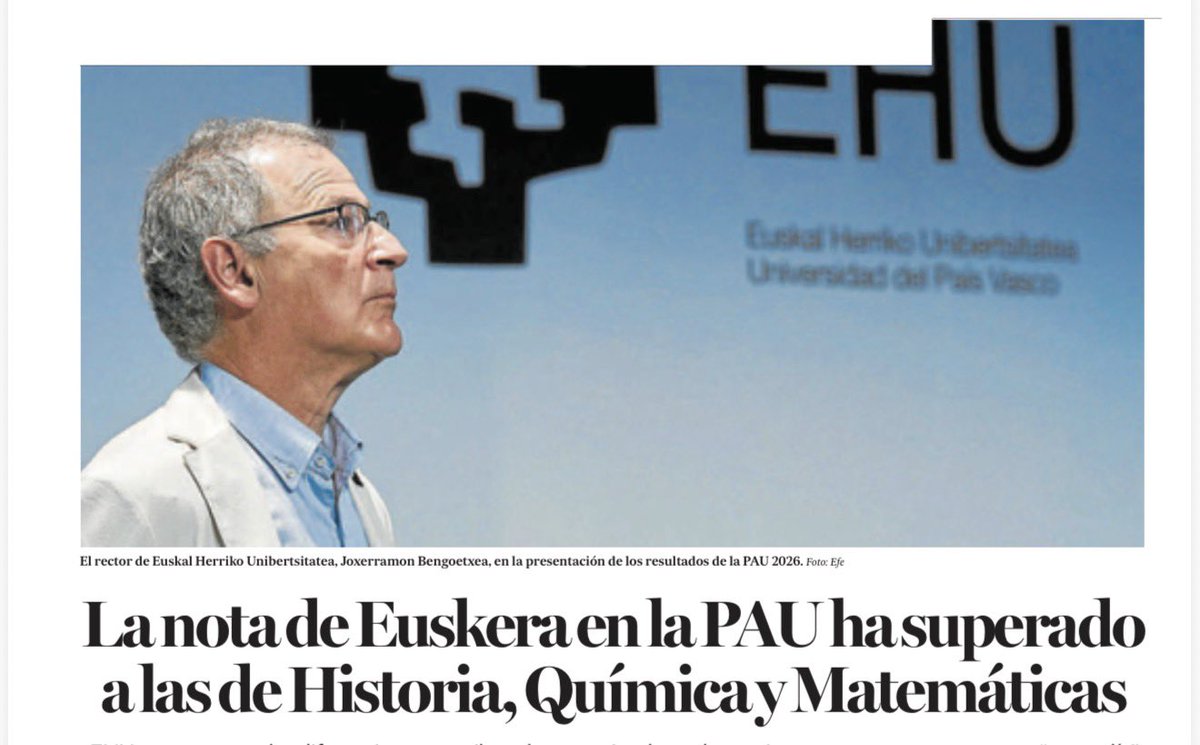 alaitz_alaia's tweet photo. En serio el rector de la EHU hace estas declaraciones? Le recomiendo a usted y a la consejera de educación @BegonaPedrosa que se tomen en serio ya la educación de nuestros hijos. Miren informe Pisa y actúen ya! Que nuestro sistema educativo tiene problemas mayores que el euskera https://t.co/y6CewvWOJK