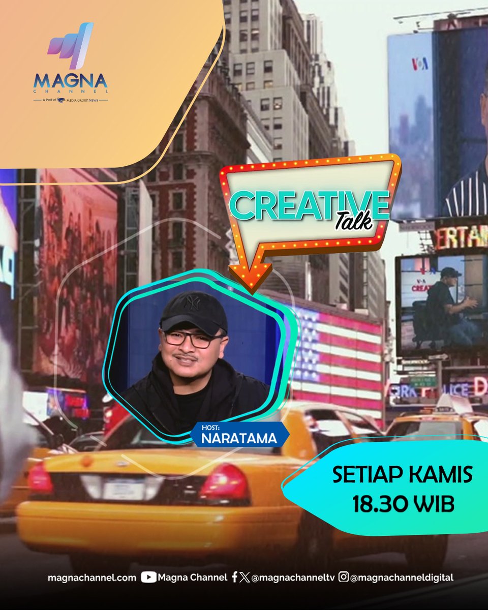 MagnaChannelTV's tweet photo. Bincang-bincang seputar cerita dibalik layar dengan orang yang menginspirasi dari Indonesia dan Amerika di #CREATIVETALK hari Kamis pukul 18.30 WIB di Magna Channel #MagnaChannel #asyikabisss #tvdigital https://t.co/BuGcQRV74W