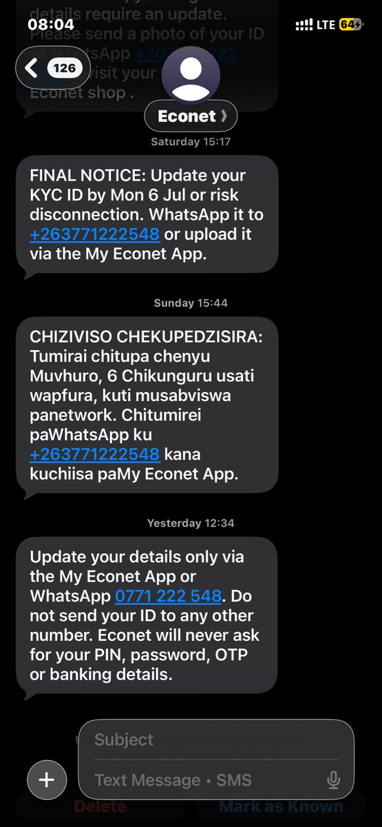 Coll079's tweet photo. @econet_support 
I keep receiving these messages?? https://t.co/dhNolWFGas