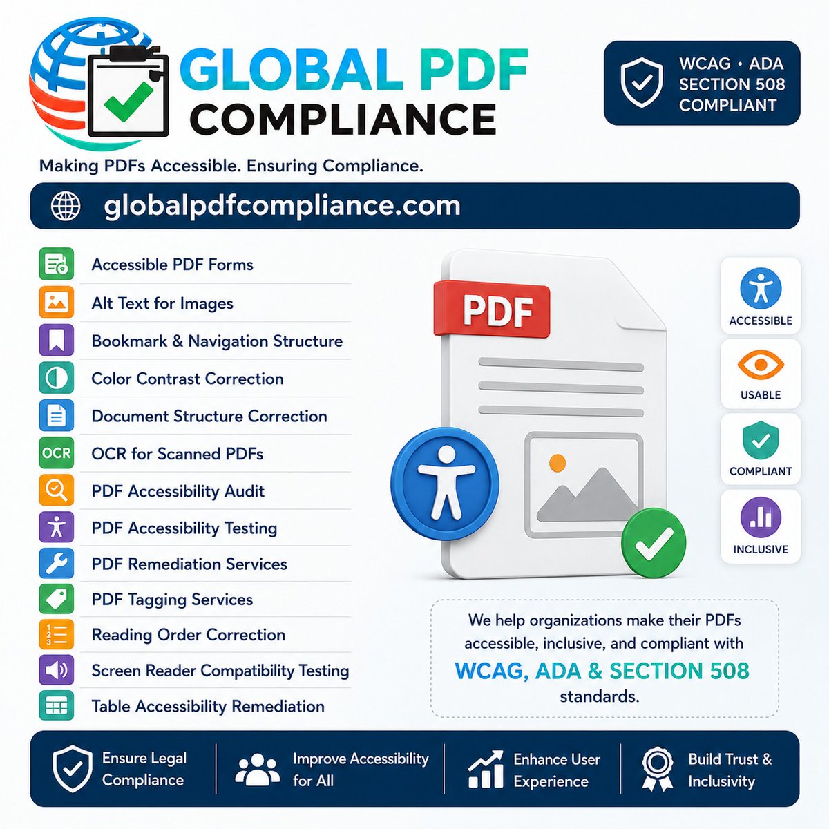 GlobalPDFCo's tweet photo. 🎨 Make every PDF easier to read with Color Contrast Correction.

✔ WCAG, ADA, Section 508 &amp; PDF/UA Compliant
✔ Better readability for users with low vision
🌐 https://t.co/VLHoZdvkoH
#PDFAccessibility #ColorContrast #WCAG #ADA #Section508 #AccessiblePDF #GlobalPDFCompliance https://t.co/2WlOWeJjsO