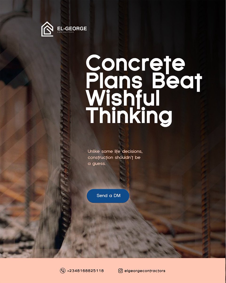 ElGeorgeBuilds's tweet photo. Dreams are free, building them isn’t. That’s why every great structure begins with a solid plan.

Concrete plans always beat wishful thinking. 
Let’s bring your vision to life, one solid foundation at a time. 

#construction #building #abuja https://t.co/wfv1swy2dv