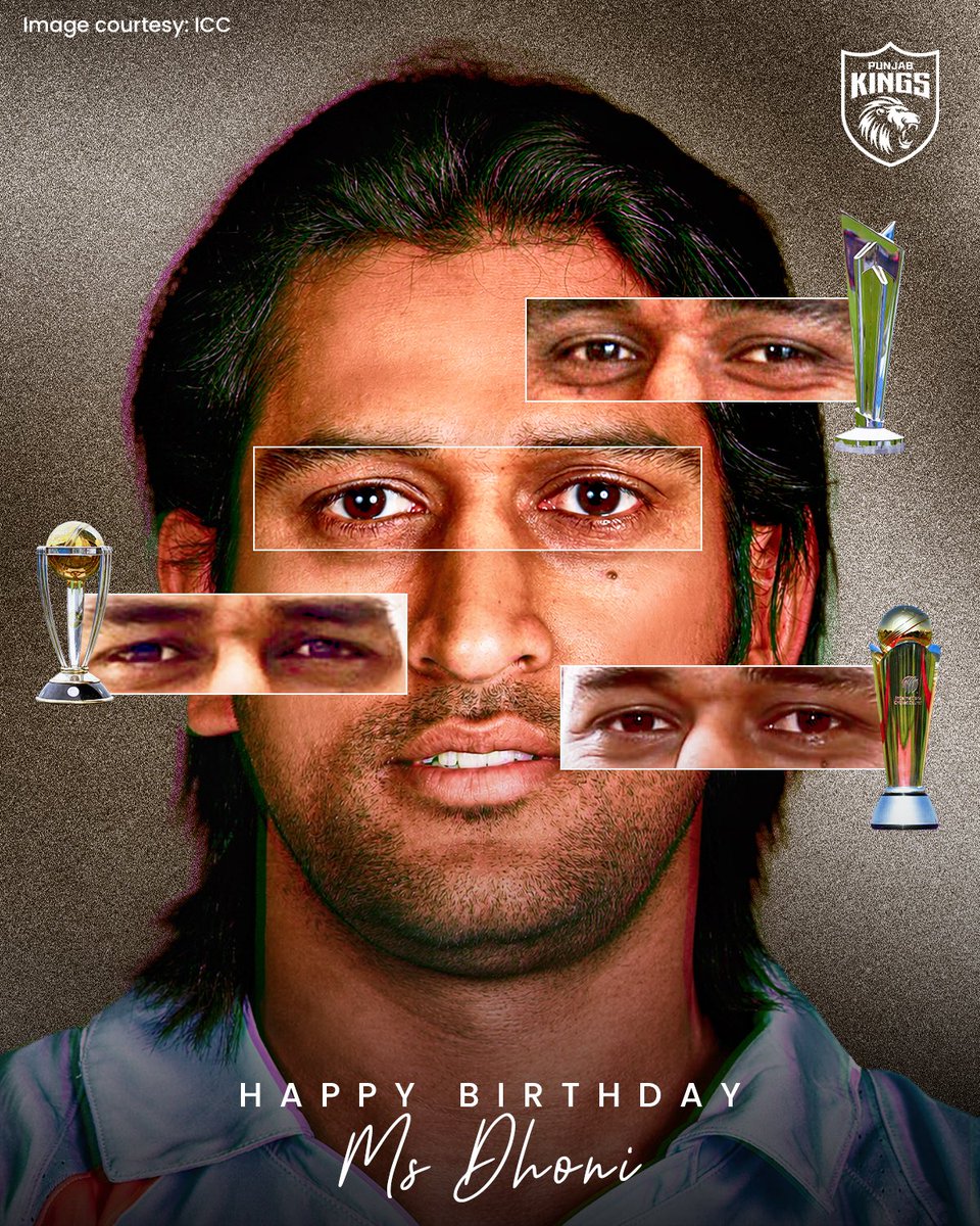 PunjabKingsIPL's tweet photo. Every trophy has a story, and he wrote history. 🏆🏆🏆

Happy Birthday, Mahi bhai 🥳 ❤️ https://t.co/k2aCE0u4Jw