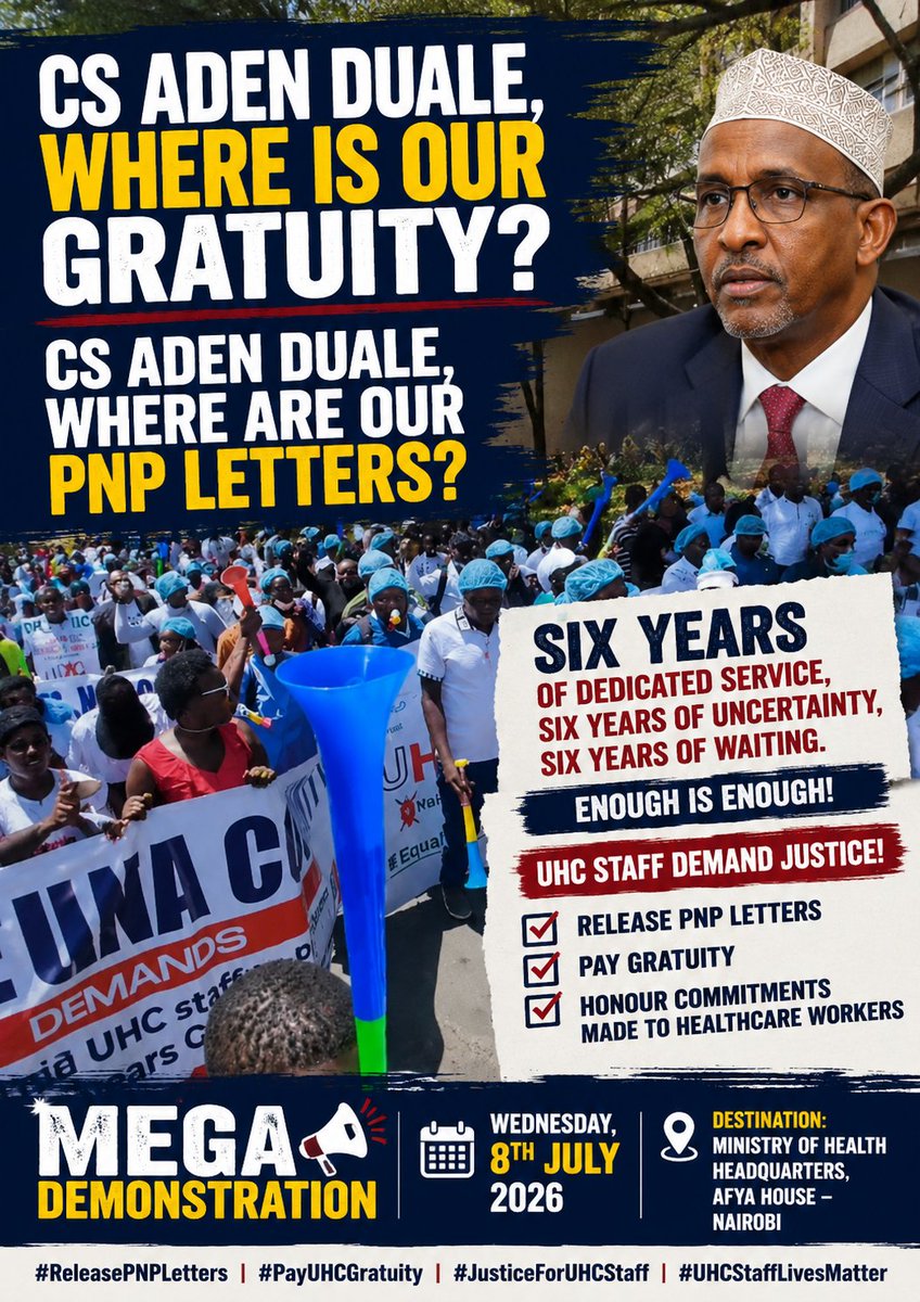 AsaeMzii's tweet photo. @HonAdenDuale where is our ksh8.9Billion ? Where's our gratuity? Where are our pnp letters?  You can't be taking hcws workers for a ride 6 years later.  @GvnMandago  @WilliamsRuto @StateHouseKenya Thika road #KenyaIsWatching  You can't achieve UHC without proper &amp; motivated HRH https://t.co/Jek9CsO0r3