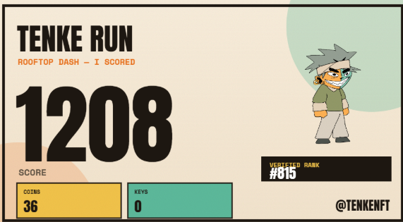 AngelHellHell's tweet photo. I scored 1208 in TENKE RUNNER 🏃💨
Coins: 36 · Keys: 0
Verified rank #815

Play &amp; apply for the whitelist 👇 @TENKENFT https://t.co/jWbDLpHoZh https://t.co/a1ZpVyCbPc