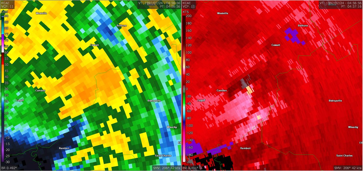 weather_history's tweet photo. July 23-24, 1997:

The former Hurricane Danny spawned several tornadoes in South Carolina. Two were significant, both attaining F2 intensity near Gaston and Camden. A woman was killed in Lexington County when her duplex was struck. Eight people were injured.

#wxhistory https://t.co/AIPVmeQZNB