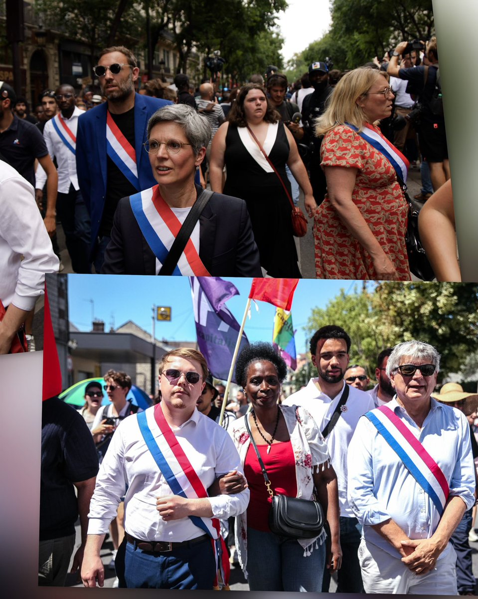 SJallamion's tweet photo. 🇫🇷 Aucun député ne devrait pouvoir défiler avec son écharpe tricolore au milieu d’une foule qui scande « tout le monde déteste la police » sans en être sanctionné.

Ces élus sont la honte de la France, et ne méritent pas de percevoir leur indemnité parlementaire. https://t.co/XUa5fQtn6l