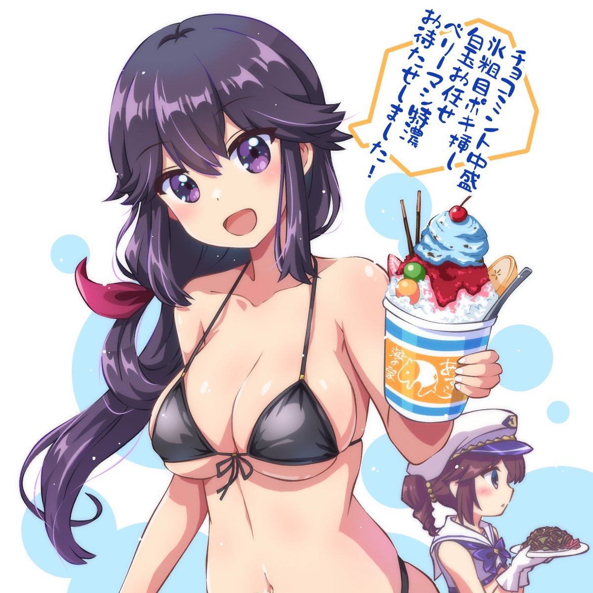 n88_colpla's tweet photo. 今年の夏コミまぞくは海の家か、ということで
海の家にお手伝いに来た清子さんと良ちゃん https://t.co/u4LFE4EgbQ