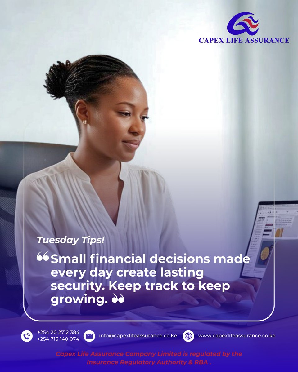 CapexLife's tweet photo. ✔️ Track your income and expenses.
 ✔️ Review your savings goals.
 ✔️ Plan for tomorrow, not just today.

 Get in touch with us:
📞 +254 20 2712 344, +254 715 140 074
📧 info@capexlifeassurance.co.ke
📍 Galana Plaza, Kilimani – 3rd Floor.

 #CapexLifeAssurance https://t.co/xyBnVwZkeS