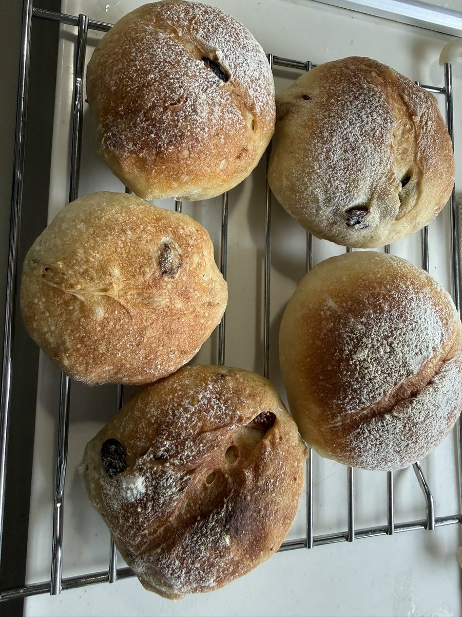 hi_7_c's tweet photo. ドライフルーツ入りプチフランス焼いたー！パンストック大事！砂糖オイル不使用！ https://t.co/iSOP1Nc77s