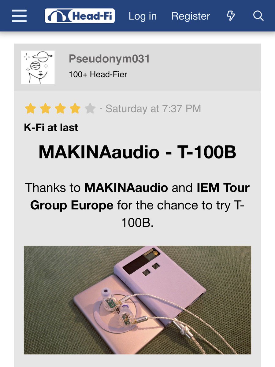 MAKINAaudio's tweet photo. Our first user review on Head-Fi.

Every great brand begins with a single voice. Thank you for sharing your thoughts and becoming part of the beginning of MAKINAaudio.

#MAKINAaudio #T100B #HeadFi #イヤホン #KFi #이어폰 #オーディオ #HiFi https://t.co/uK4jkiNUc0