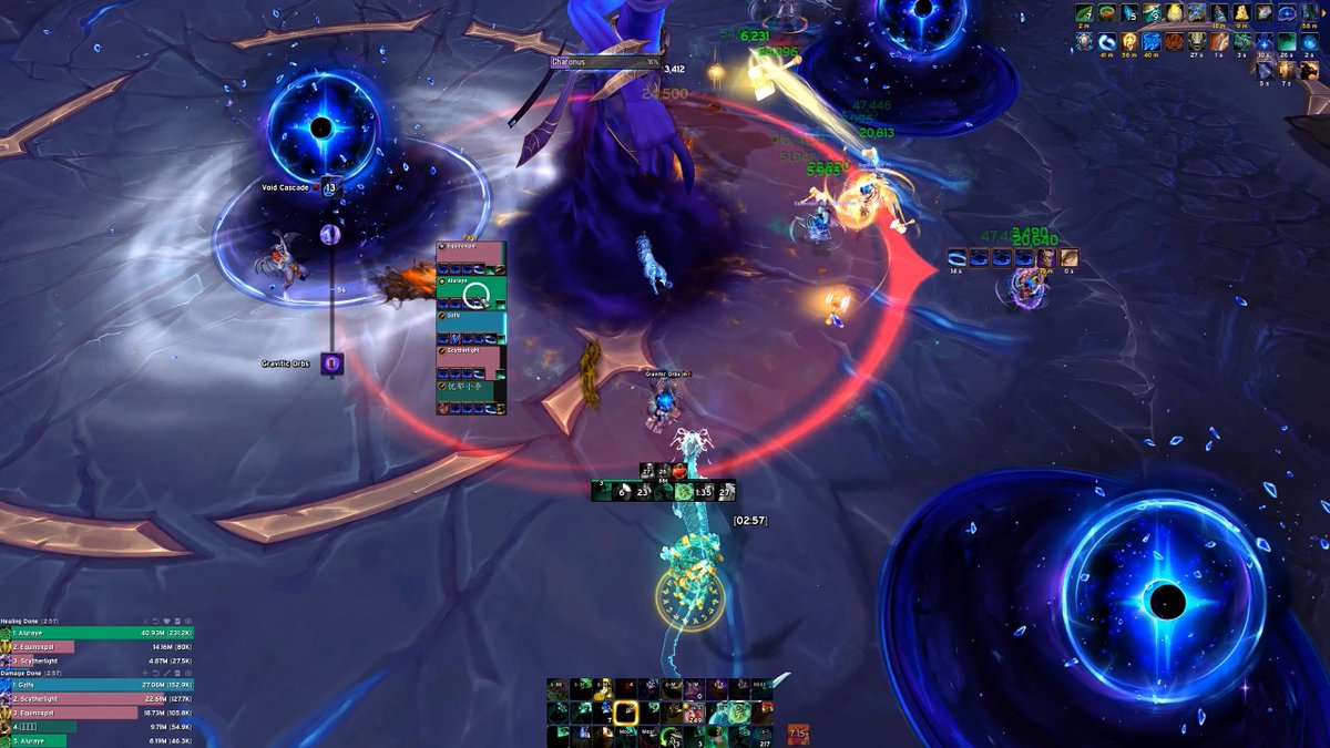 aluraye's tweet photo. i hope blizzard removes these debuffs from the party frames on last boss of Voidscar Arena. i don't need 3 debuffs to notice I'm getting sucked by 3 large balls on my screen https://t.co/PfhpIsCBTT