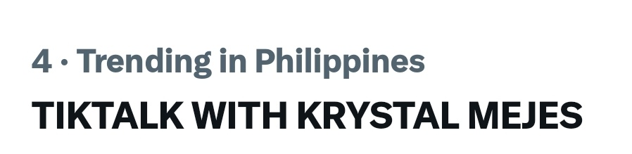 JuaneSiblings's tweet photo. Top four our tag 

TIKTALK WITH KRYSTAL MEJES
#KrystalMejes https://t.co/t9XLdh4Qxp