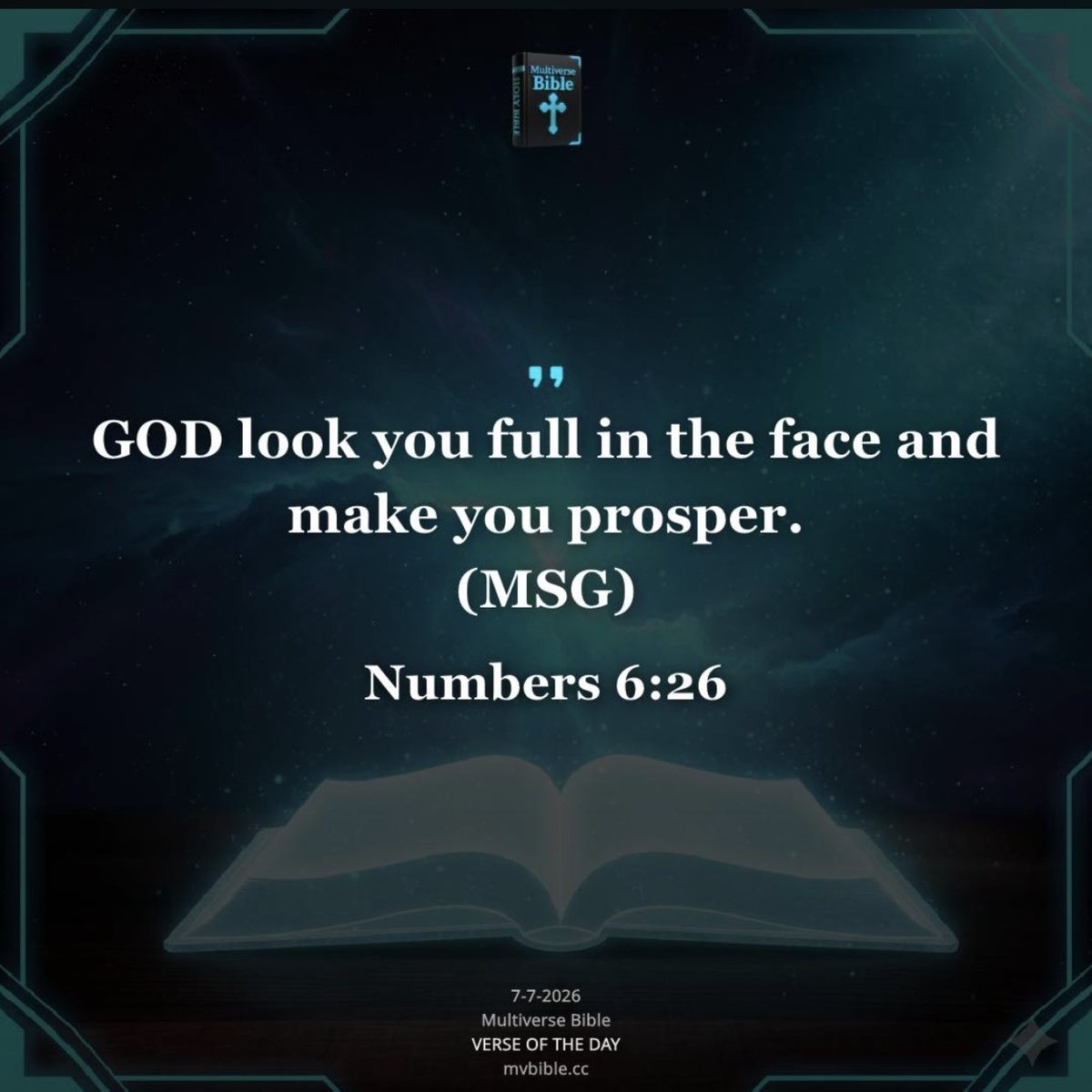multiversebibl's tweet photo. Numbers 6:26 → Pentateuch 
   Verse: GOD look you full in the face and make you prosper. 
(MSG) 
 #multiversebible 
 https://t.co/1Ncvep6e6D https://t.co/gfZIy6km2e