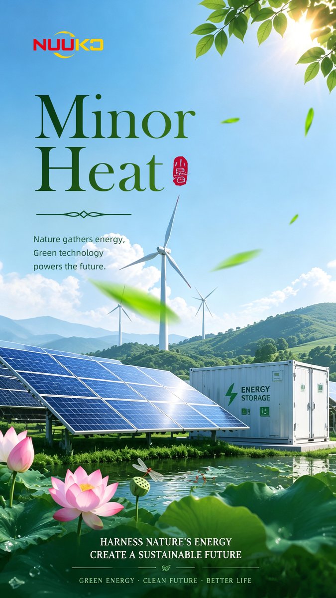 NuukoPower0316's tweet photo. ☀️ China’s 24 Solar Terms – Minor Heat (Xiaoshu). It marks the beginning of the hottest season, symbolizing abundant sunshine, energy accumulation, and the vitality of growth. 

🌱Inspired by the power of nature, NUUKO transforms solar resources into reliable energy solutions with high-performance PV modules and advanced battery energy storage systems.

🔋 Like the energy gathered during Minor Heat, NUUKO’s PV + BESS solutions capture, store, and optimize solar power to support a smarter, greener energy future.

📩 Contact us at info@nuukopower.com to get customized energy services!
#nuukopower #solarpanel #energystorage #BESS #cleanenergy