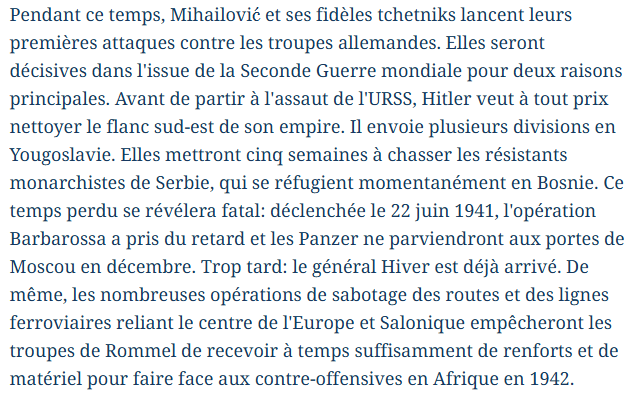 deBellomonte's tweet photo. @Vukuzman Les Serbes ont condamné l'armée allemande à subir l'insupportable hiver russe.

La perfide Albion a condamné le chouan des Balkans, livré le pays à Tito, aux communistes. https://t.co/O5SN4pFrFx