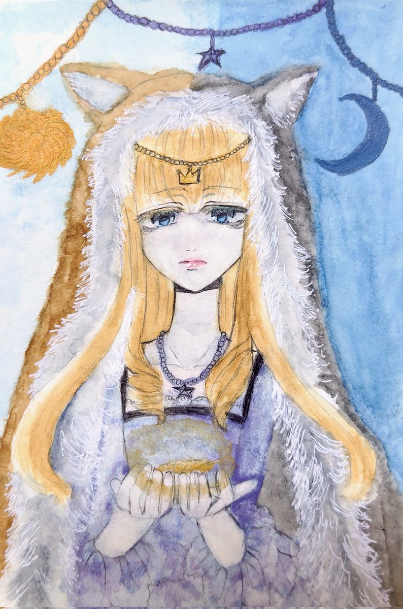 shion_a8's tweet photo. 七夕なので星のドレス
グリム童話「千匹皮」より
約五年前に描いた作品再掲
また描いてみたい星のドレス。今ならもっと上手く表現できるはず。 https://t.co/Fz4LKrvhEX