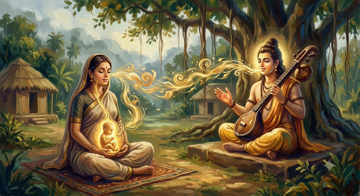 garudazhwar's tweet photo. When Kayadhu was carrying Prahlada in her womb, she listened to Narada Muni's Hari Katha. When she would doze off, the unborn Prahlada would softly say "hmmm..." from the womb to make sure the sage kept going! 

Never underestimate the power of Hari Katha. It shaped a pure, fearless devotee before he even took his first breath! 🙏