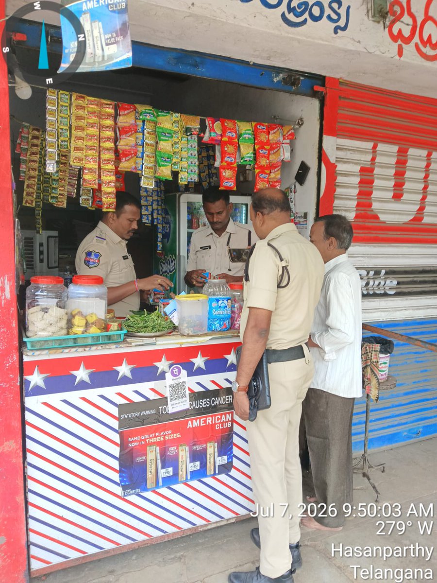 shohasanparthy's tweet photo. Hasanparthy Police led by A. Mahender, Inspector of Police conducted surprise raids on local pan and grocery shops. Banned tobacco, gutkha, and narcotics were targeted to protect youth. Police warned of strict legal action against violators. @cpwarangal @TelanganaDGP #Hasanparthy https://t.co/FFIqmBbbkZ