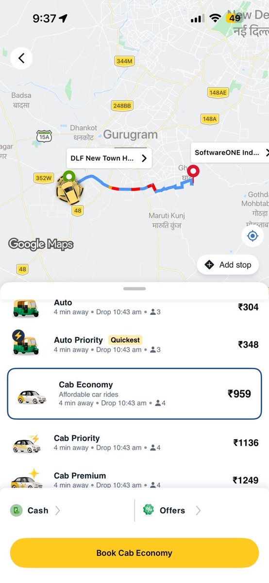 ShaluJoshi15's tweet photo. Looks like Rapido has started walking on that path - to cheat customers? as I see huge price difference for the same place, same time when I compared with another.

I didn’t expect this from Rapido. 
 I used to rely on this brand compared to Ola/Uber.

@rapidoapp_ 
@Uber 
@Uber_Support 
@RapidoCares