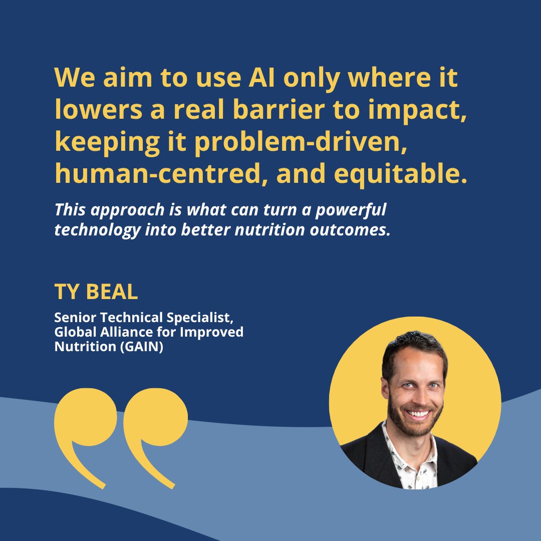 GAINalliance's tweet photo. Join Ty Beal (Senior Technical Specialist, GAIN) alongside Alessandra Roversi (SDC) and Mduduzi Mbuya for an insightful webinar exploring the intersection of artificial intelligence and global food systems transformation.

 🗓️16 July 2026

👉 Register: https://t.co/VhKpmymyrM https://t.co/Ku2s4xihz7