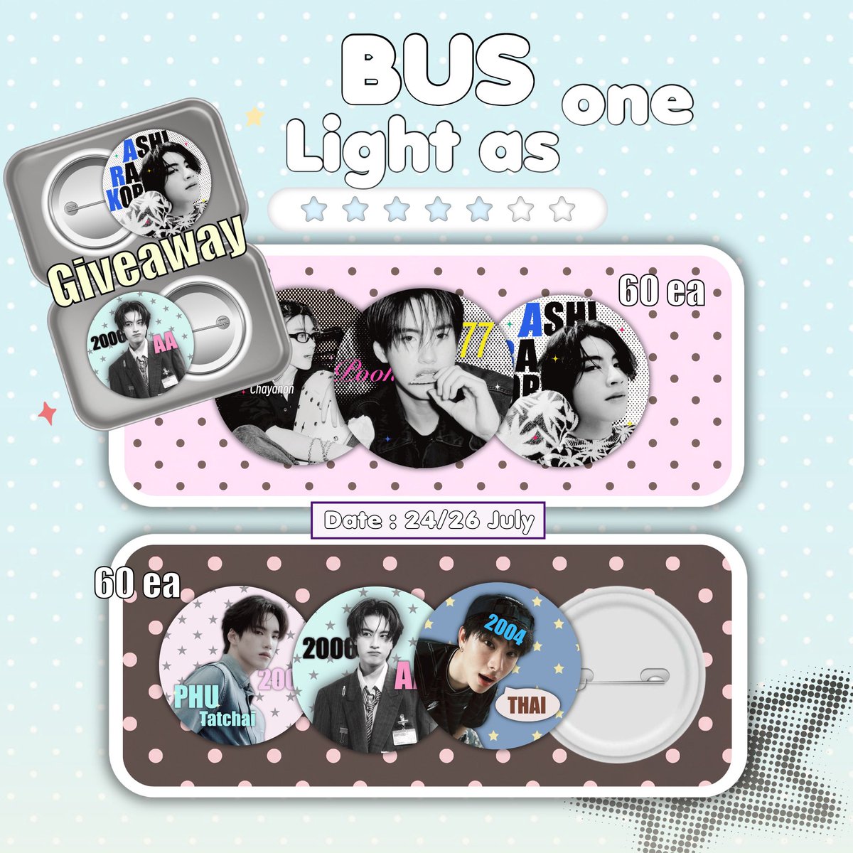 ctbfluvu4ever's tweet photo. ⋆. 𐙚˚ pls kindly rt 𝜗𝜚˚⋆
Giveaway for #BUS_LIGHTASONE 

-Brooch 120 ea
( 1 ea for 1 person )

Date : 24/26 July
@ impact arena ‧₊˚ ⋅ 

exchange pls Dm 🫧⋆｡˚
( rt &amp; show this tweet ) https://t.co/ShMkgtqGK8