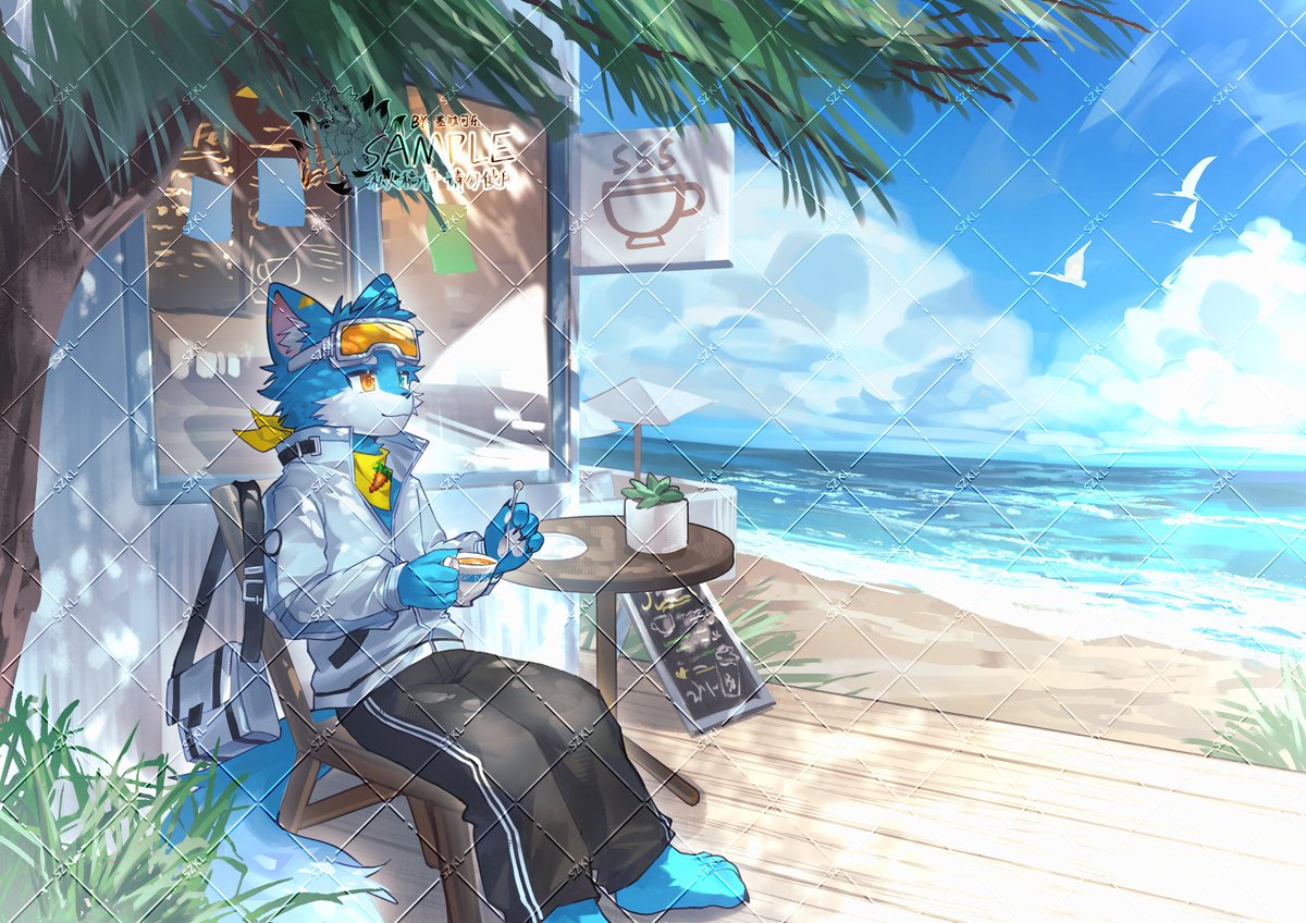 Saizkola's tweet photo. Beachside Café #furryㅤㅤㅤ #commissionㅤ https://t.co/PRvPfrzilM